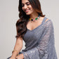 Trendy Saree Georgette Grey Embroidered Saree
