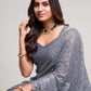 Trendy Saree Georgette Grey Embroidered Saree