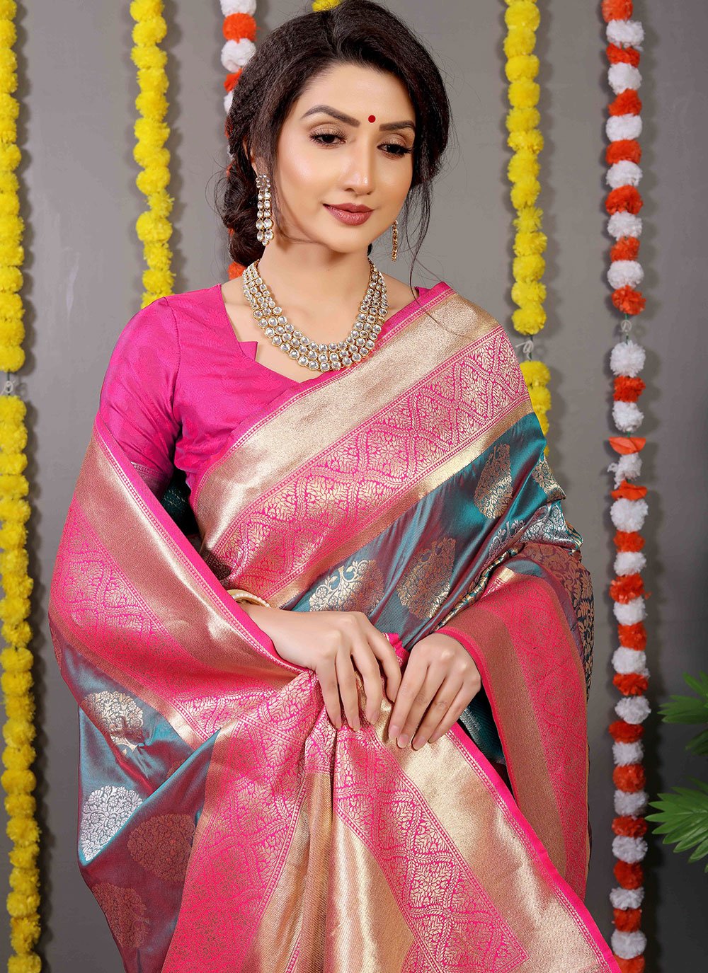 Classic Banarasi Silk Grey Weaving Saree