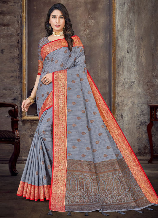 Contemporary Silk Grey Weaving Saree