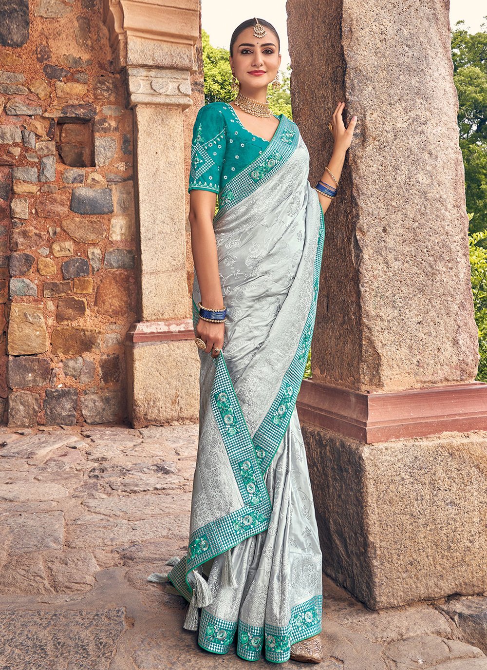 Classic Silk Grey Weaving Saree