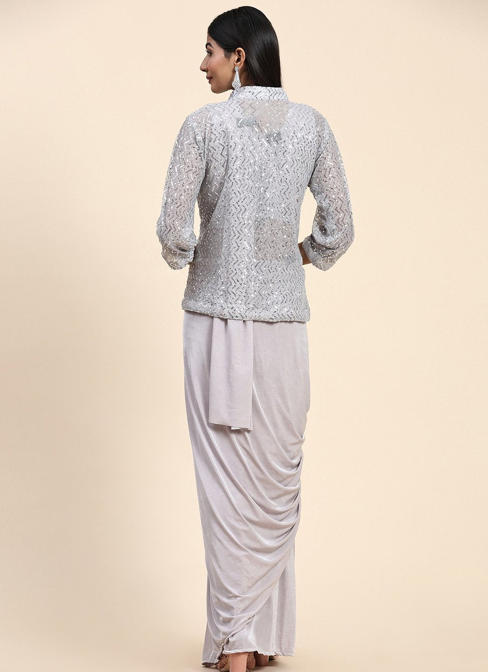 Classic Imported Grey Embroidered Saree