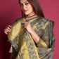 Contemporary Organza Silk Grey Embroidered Saree