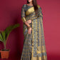 Contemporary Organza Silk Grey Embroidered Saree