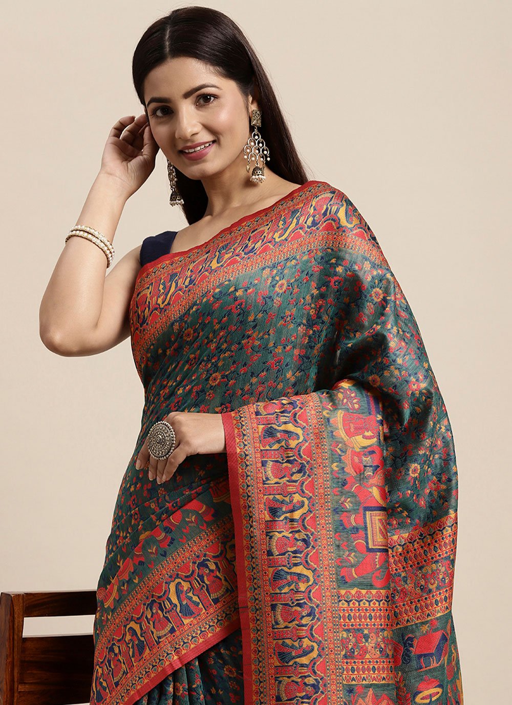 Contemporary Cotton Grey Woven Saree