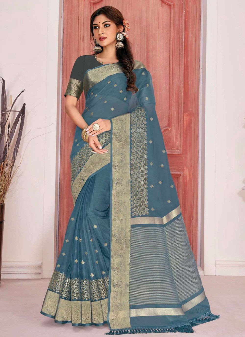 Classic Cotton Silk Grey Woven Saree