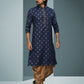 Dhoti Kurta Handloom Cotton Blue Digital Print Mens