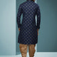 Dhoti Kurta Handloom Cotton Blue Digital Print Mens