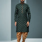 Dhoti Kurta Handloom Cotton Green Digital Print Mens