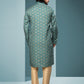 Kurta Pyjama Handloom Cotton Green Digital Print Mens