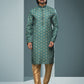 Kurta Pyjama Handloom Cotton Green Digital Print Mens