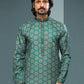 Kurta Pyjama Handloom Cotton Green Digital Print Mens