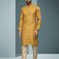 Kurta Pyjama Handloom Cotton Yellow Digital Print Mens