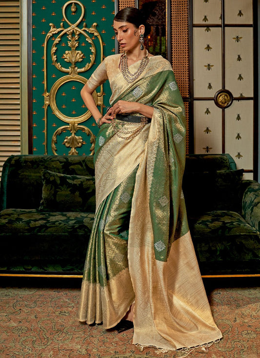 Classic Handloom Silk Beige Weaving Saree