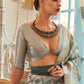 Trendy Saree Handloom Silk Tissue Blue Grey Multi Saree