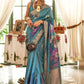 Classic Handloom Silk Blue Teal Zari Saree