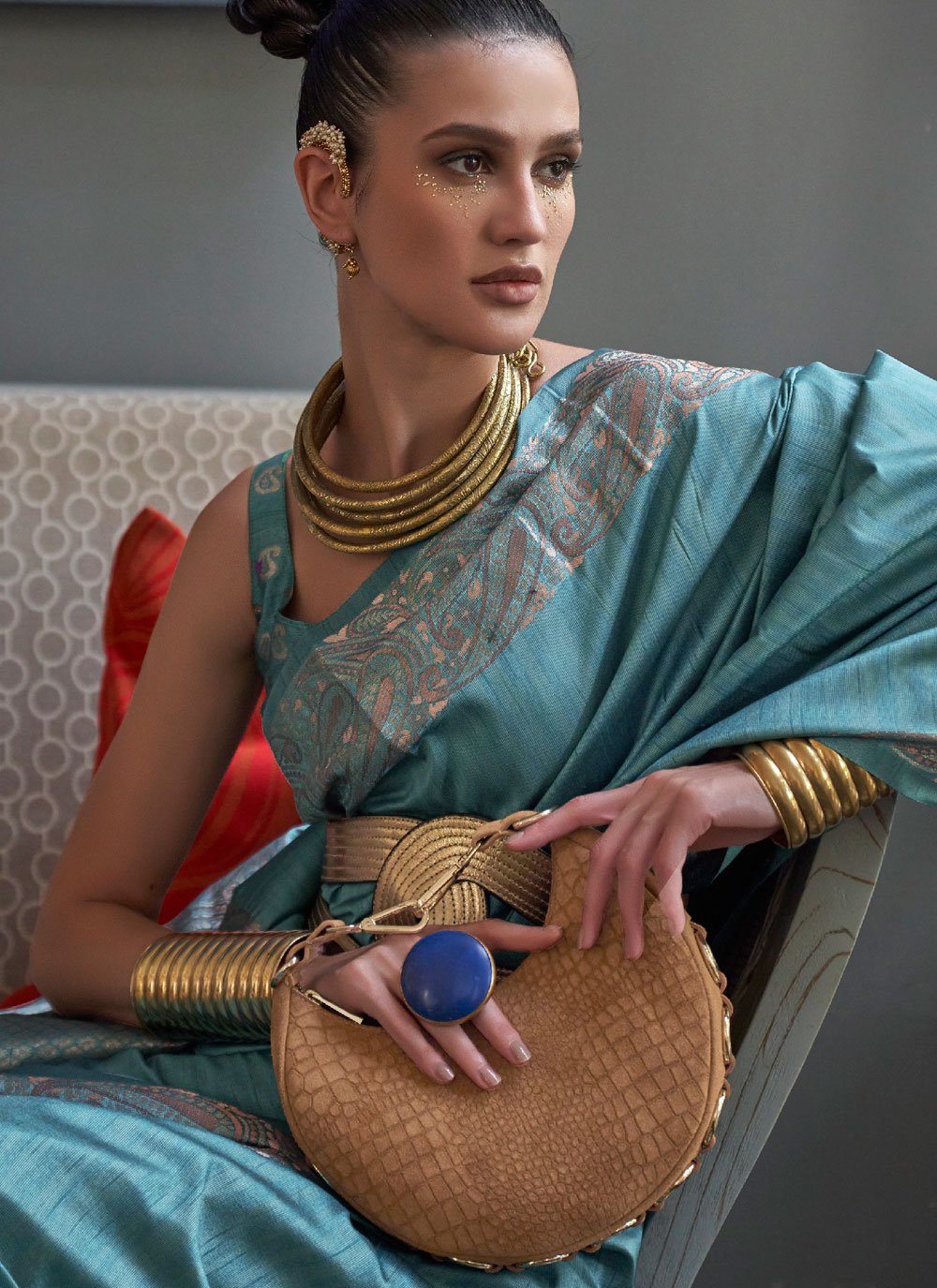 Classic Handloom Silk Blue Weaving Saree