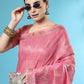 Classic Handloom Silk Pink Woven Saree