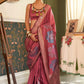 Contemporary Handloom Silk Mauve Weaving Saree