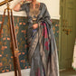 Trendy Saree Handloom Silk Grey Weaving Saree