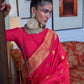 Classic Handloom Silk Fuchsia Weaving Saree