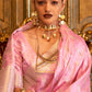 Trendy Saree Handloom Silk Satin Pink Weaving Saree
