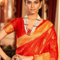 Designer Handloom Silk Orange Weaving Saree