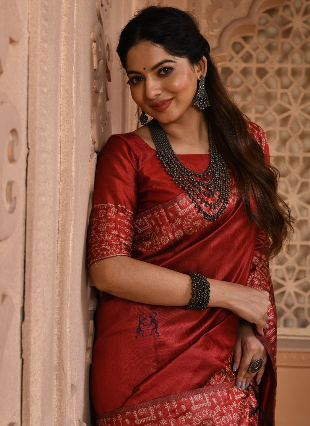 Classic Handloom Silk Red Woven Saree