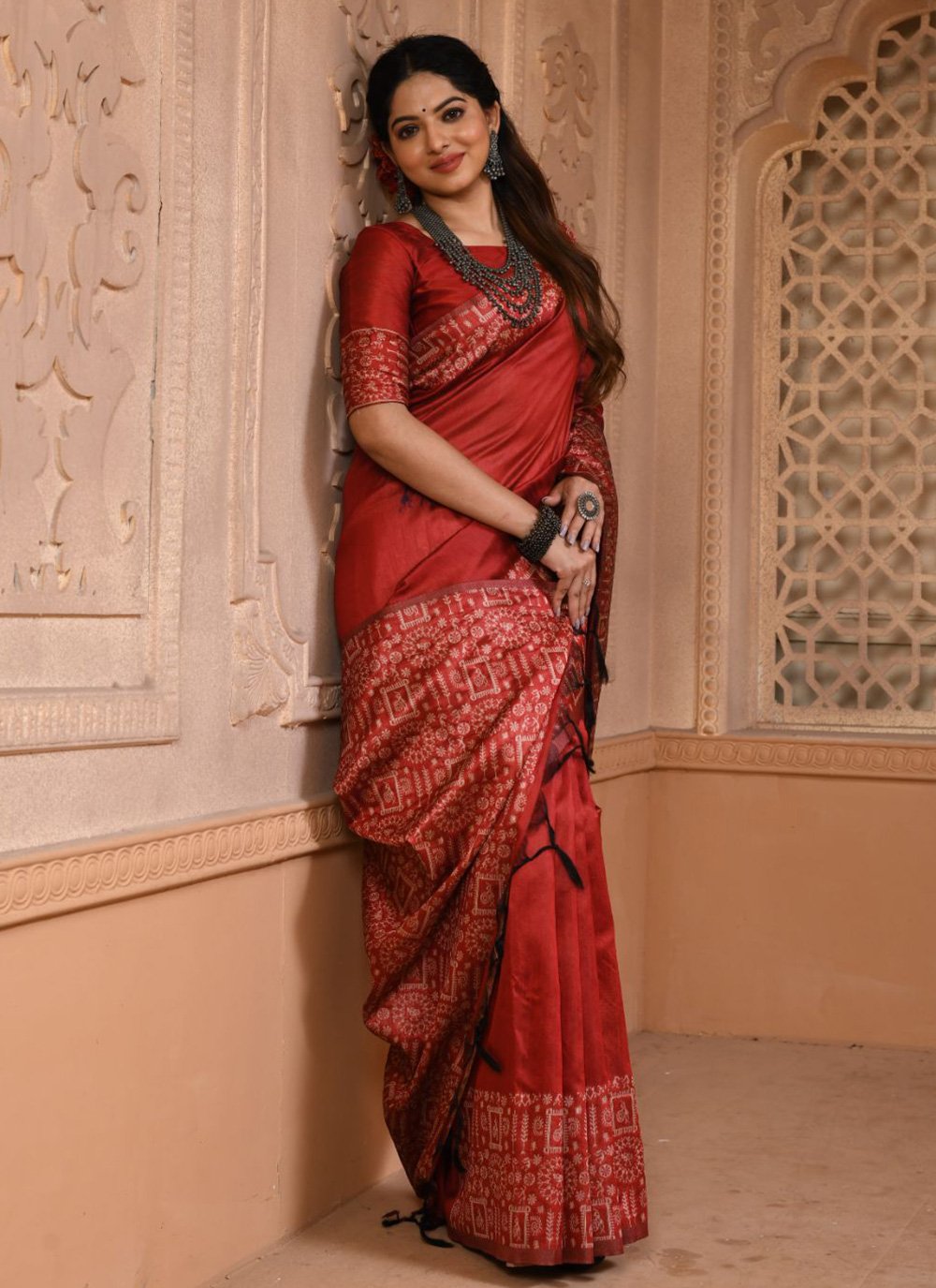 Classic Handloom Silk Red Woven Saree