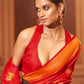 Classic Handloom Silk Orange Red Weaving Saree