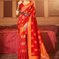 Classic Handloom Silk Orange Red Weaving Saree