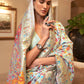 Trendy Saree Handloom Silk Off White Weaving Saree