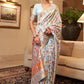 Trendy Saree Handloom Silk Off White Weaving Saree