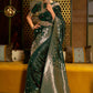Contemporary Handloom Silk Satin Green Weaving Saree