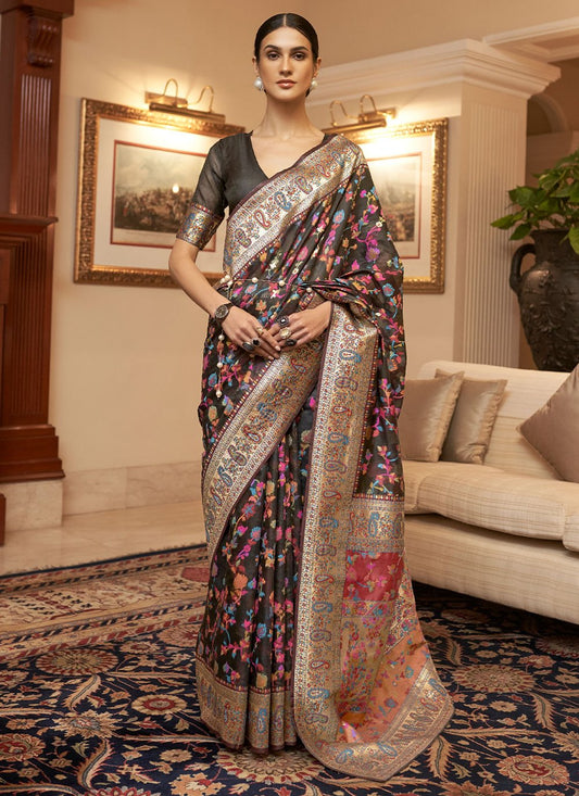 Classic Handloom Silk Grey Weaving Saree