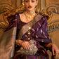 Trendy Saree Handloom Silk Satin Purple Weaving Saree