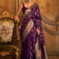 Trendy Saree Handloom Silk Satin Purple Weaving Saree