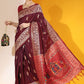 Classic Handloom Silk Wine Woven Saree
