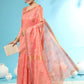 Contemporary Handloom Silk Peach Woven Saree