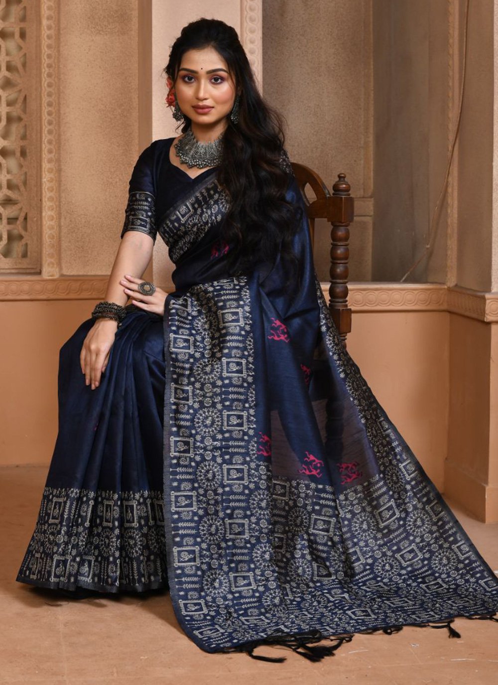 Contemporary Handloom Silk Blue Woven Saree