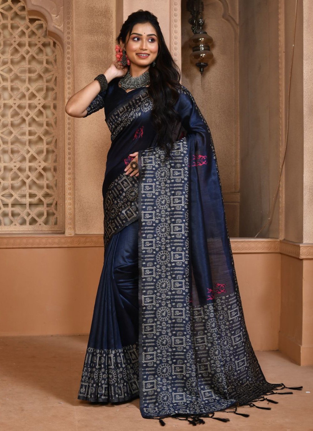 Contemporary Handloom Silk Blue Woven Saree