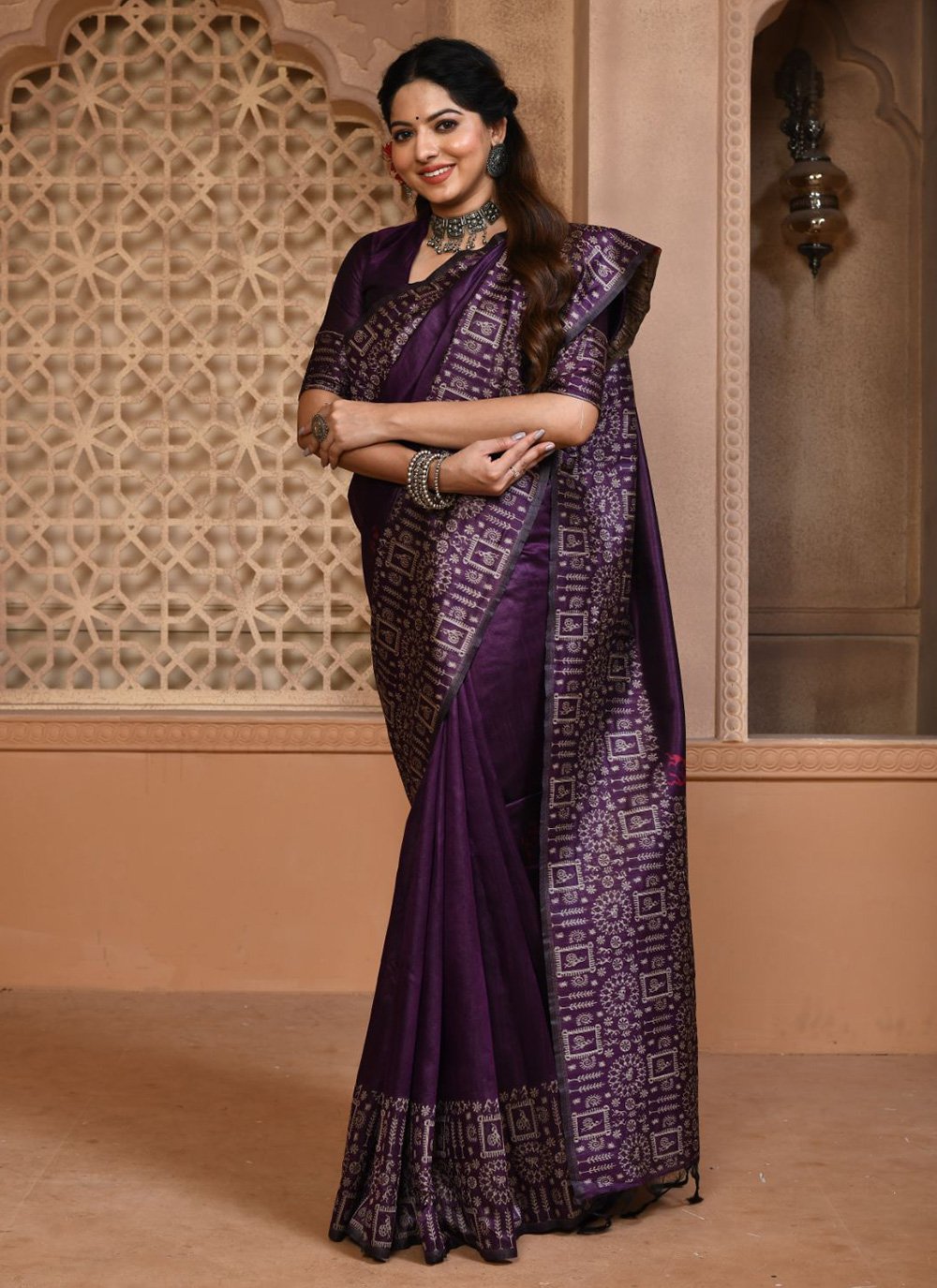 Contemporary Handloom Silk Purple Woven Saree