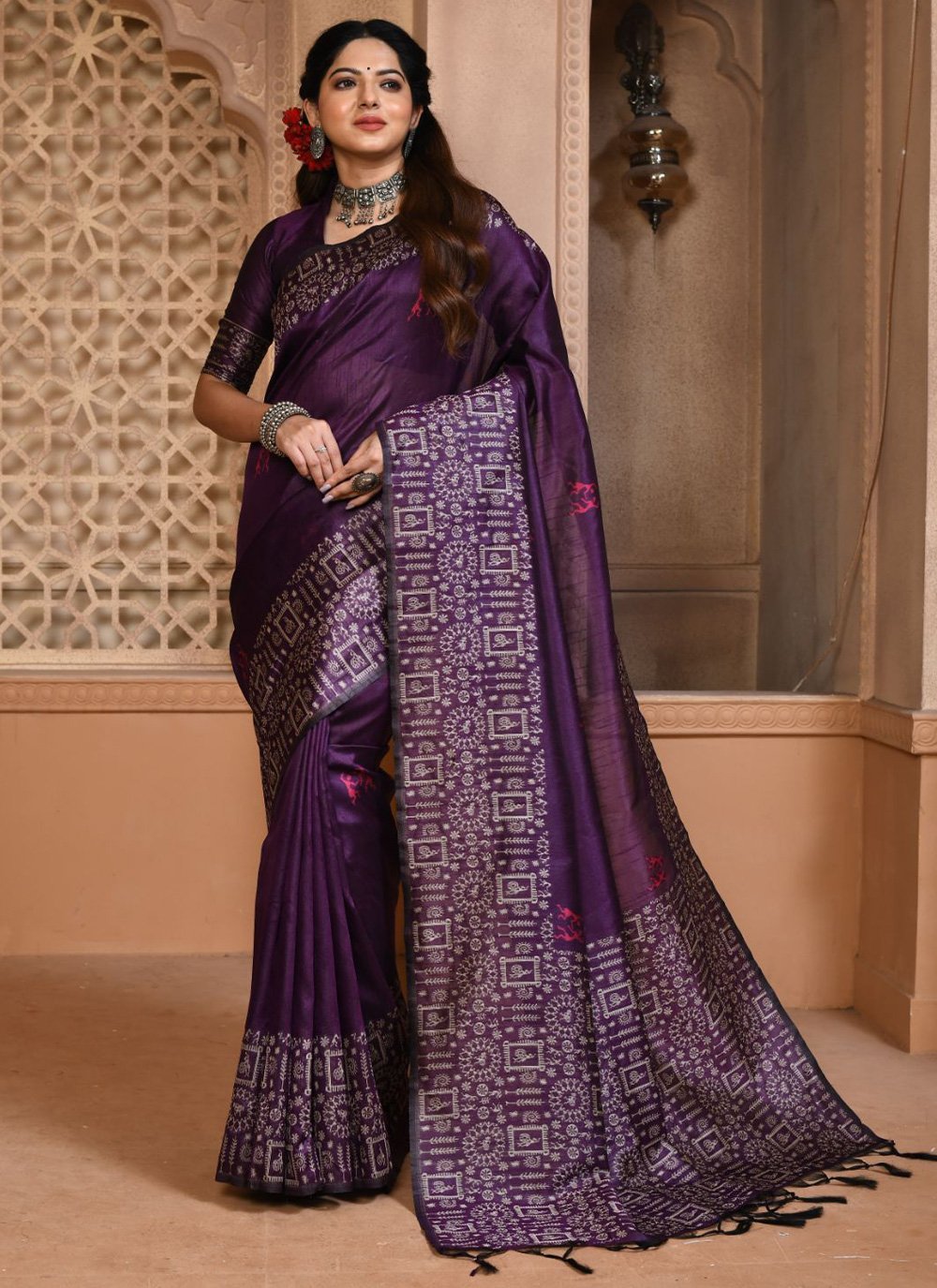 Contemporary Handloom Silk Purple Woven Saree