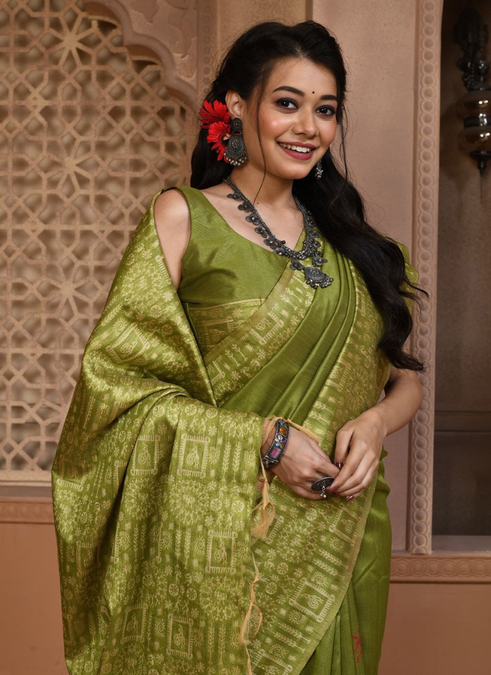 Classic Handloom Silk Sea Green Woven Saree