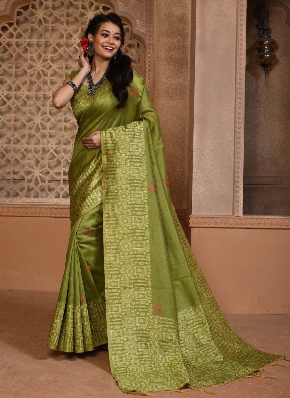 Classic Handloom Silk Sea Green Woven Saree