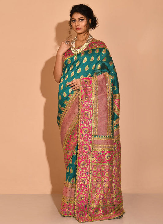 Trendy Saree Kanchipuram Silk Rama Embroidered Saree