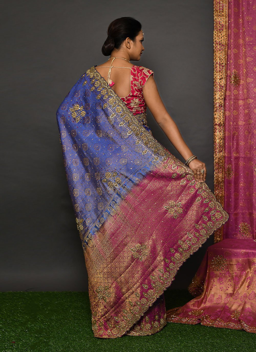 Classic Kanjivaram Silk Blue Hand Work Saree