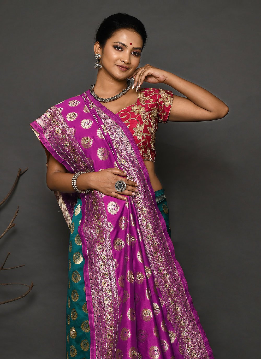 Classic Kanjivaram Silk Purple Hand Work Saree