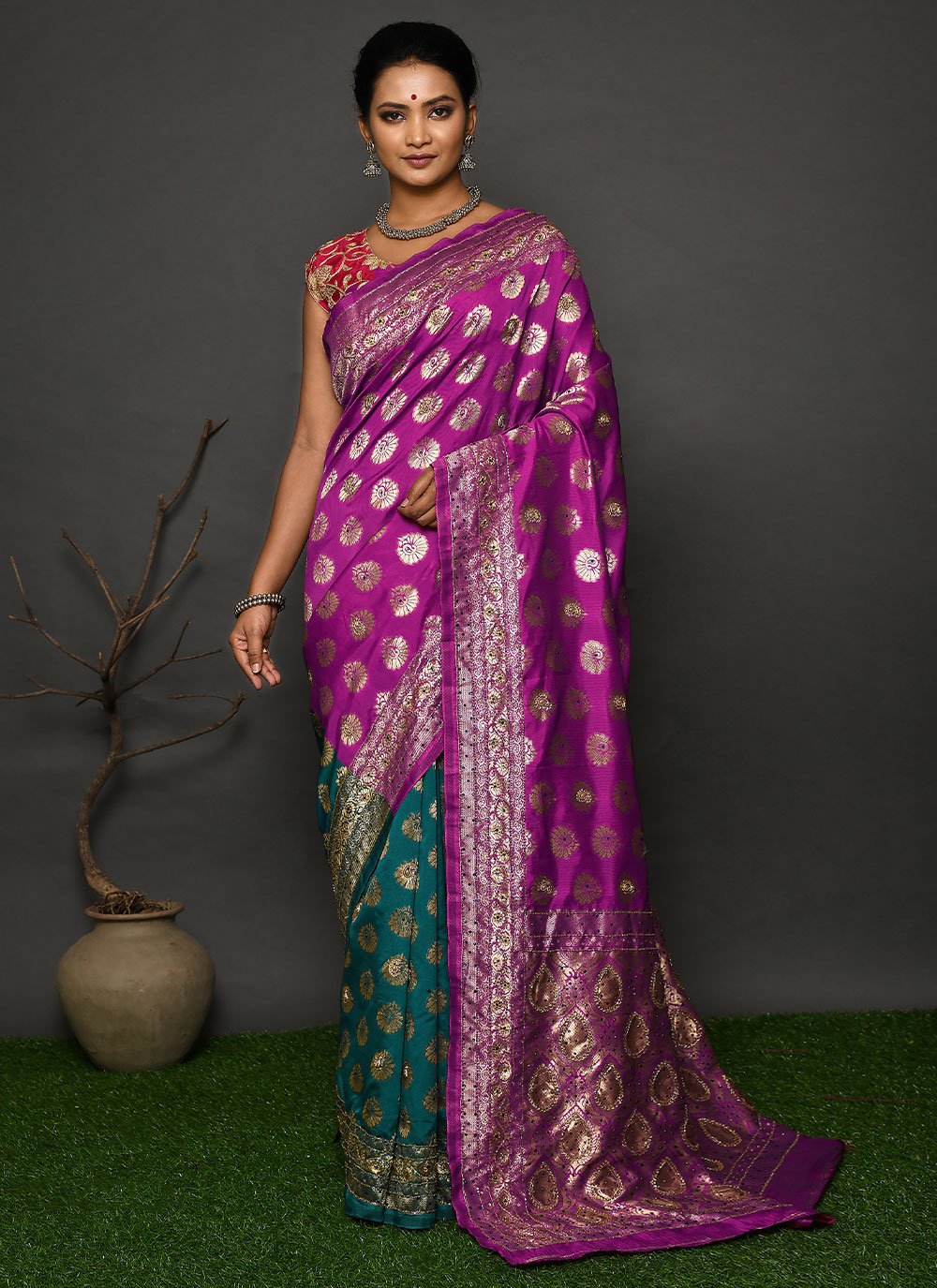 Classic Kanjivaram Silk Purple Hand Work Saree