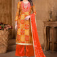 Palazzo Salwar Suit Fancy Fabric Orange Hand Work Salwar Kameez